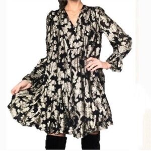 Anthropologie black and gold shift dress
